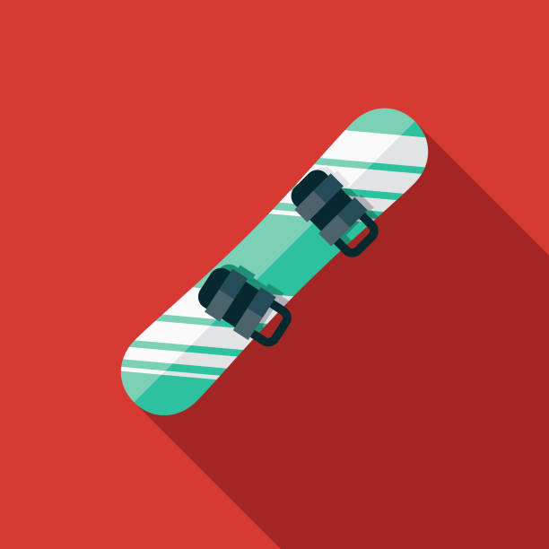 Snowboard Winter Sports Icon A flat design icon with a long shadow. File is built in the CMYK color space for optimal printing. Color swatches are global so it’s easy to change colors across the document. snowboard stock illustrations