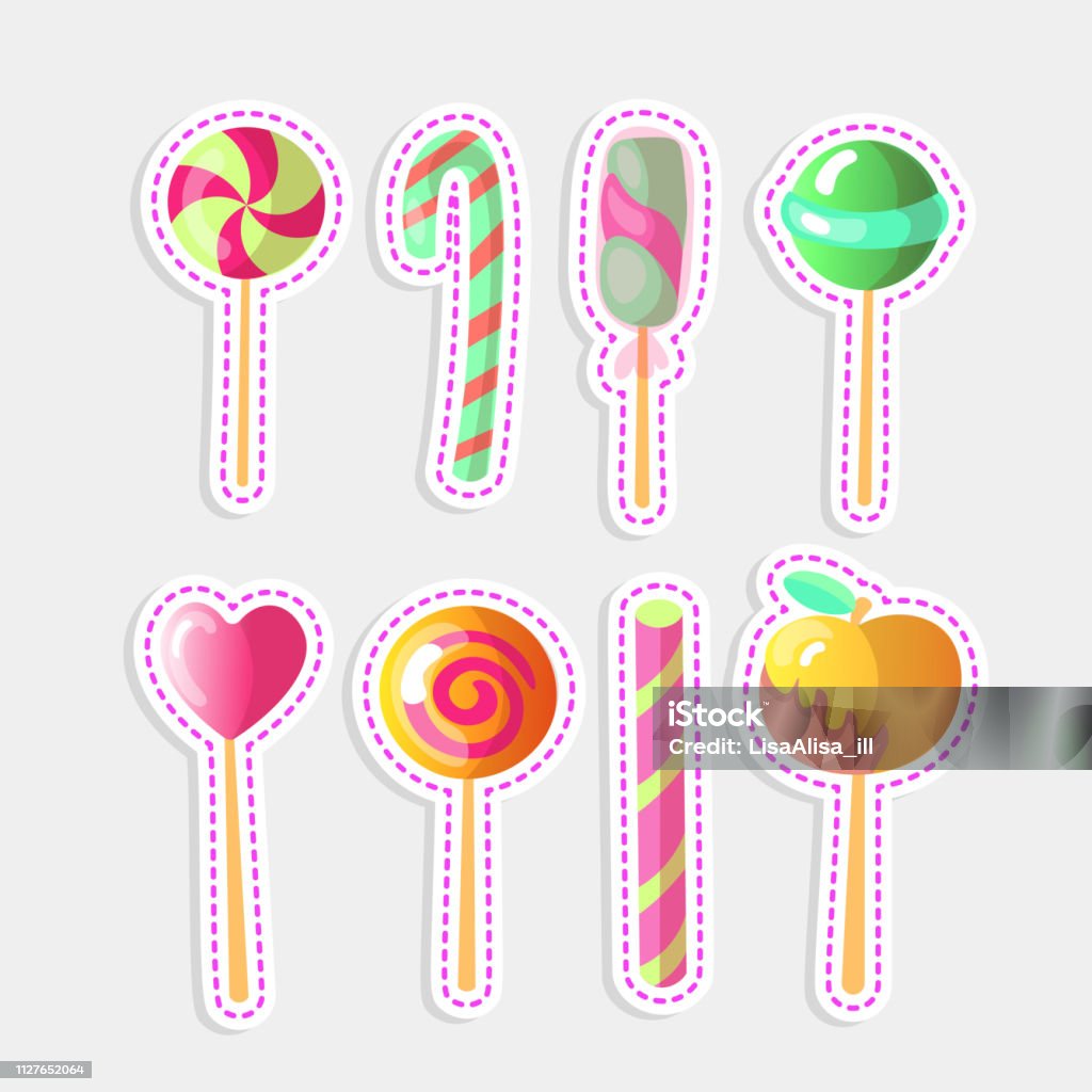 Tập Hợp Kẹh Vector Sáng Bộ Kẹo Mút Đầy Màu Sắc Minh Họa Hoạt Hình ...