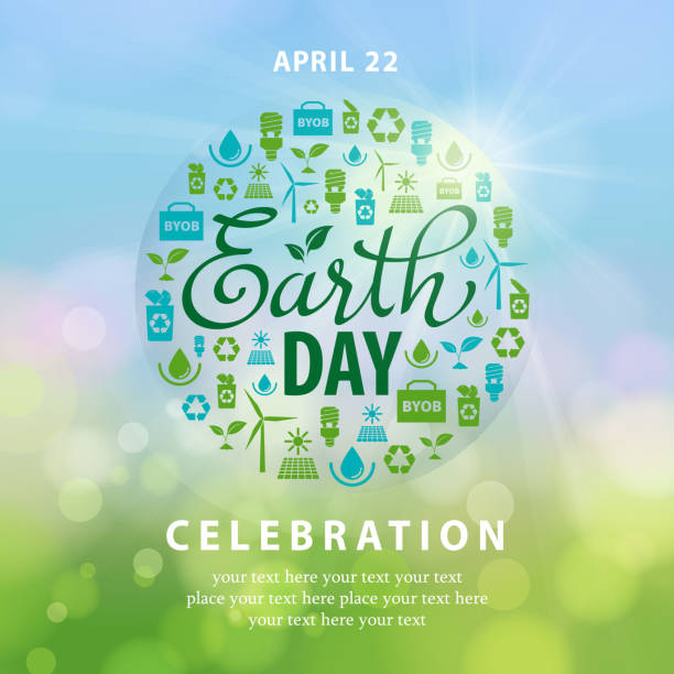 Earth Day ecology symbols in the sky.