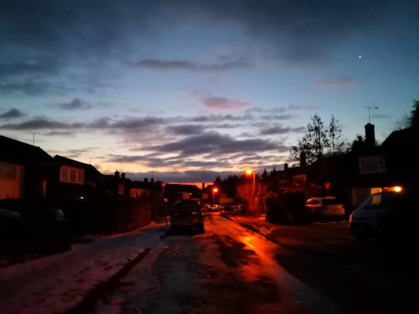 istock Red and Gold Street Sunset 1127658641