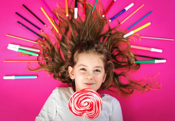 Girl with color pencils
