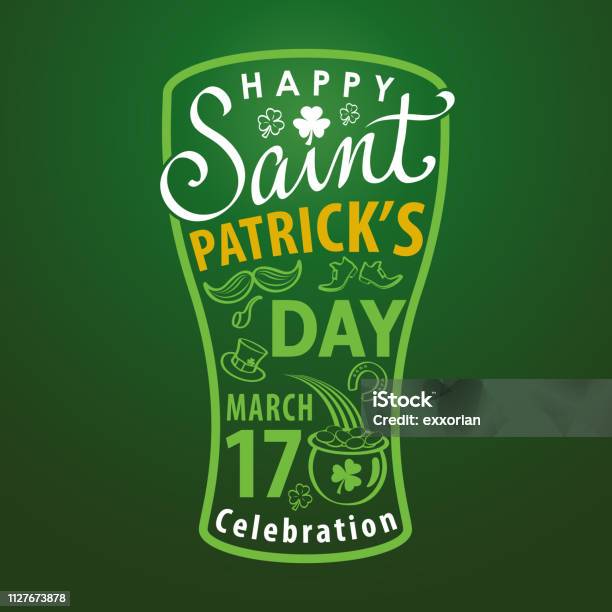 St Patricks Day Beer Typography Stock Illustration - Download Image Now - Parade, Pint Glass, St. Patrick's Day