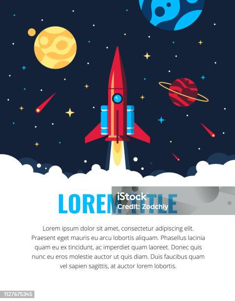 Spacetexttemplate Copy Stock Illustration - Download Image Now - Rocketship, Vector, Outer Space