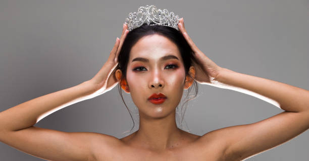istock Miss Pageant Beauty Contest in white gray sequin 1127684624
