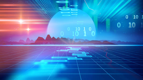 istock Retro futuristic background 1980s style 3d illustration. 1127685456