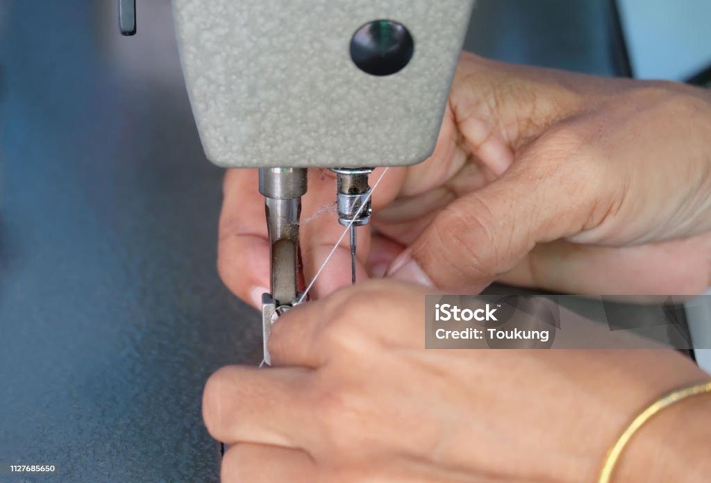 sewing machine,Close up - electric sewing machine. Adhesive Tape Stock Photo