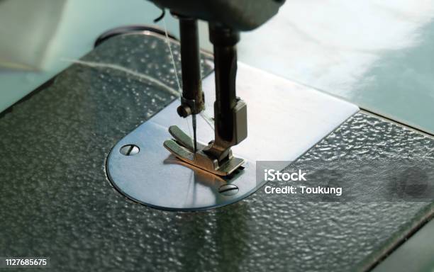 Sewing Machineclose Up Electric Sewing Machine Stock Photo - Download Image Now - Adhesive Tape, Art And Craft, Close-up