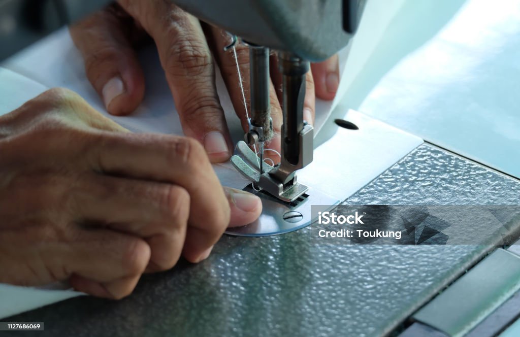 sewing machine,Close up - electric sewing machine. Adhesive Tape Stock Photo