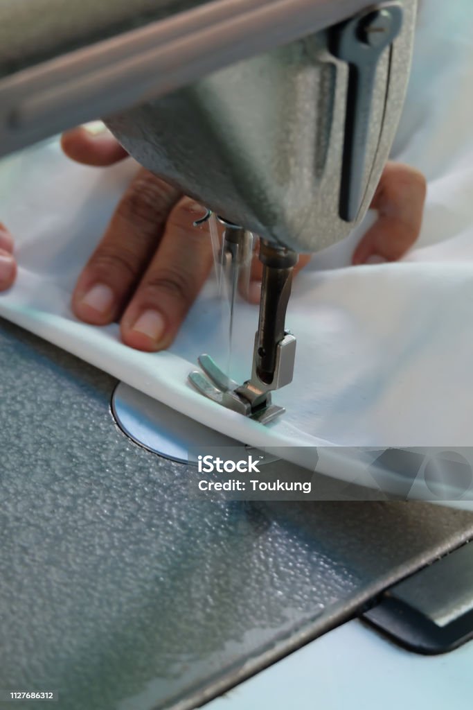 sewing machine,Close up - electric sewing machine. Adhesive Tape Stock Photo