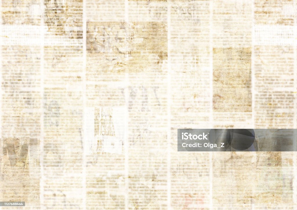 Giornale con vecchio grunge vintage sfondo di trama di carta illeggibile - Foto stock royalty-free di Giornale