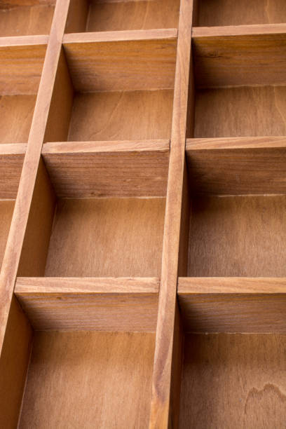 istock Close up of wooden box with compartments 1127689696