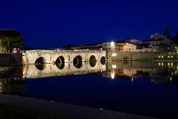 istock Tiberius bridge at night. Rimini, Italy. 1127693544
