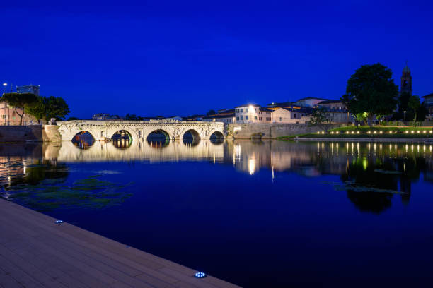 istock Tiberius bridge at night. Rimini, Italy. 1127693546