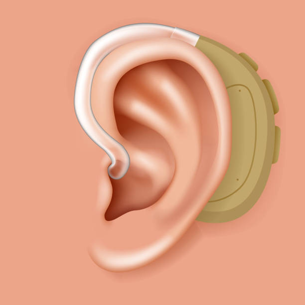 istock Aerophone behind ear organ hearing aid human health care closeup realistic 3d icon design vector illustration 1127694875