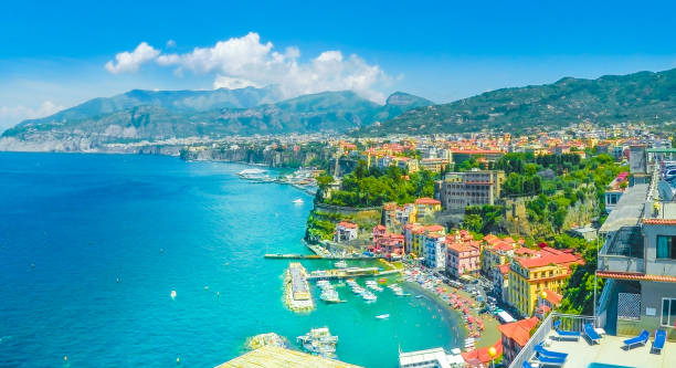Aerial view of Sorrento Aerial view of Sorrento city, amalfi coast, Italy peninsula stock pictures, royalty-free photos & images