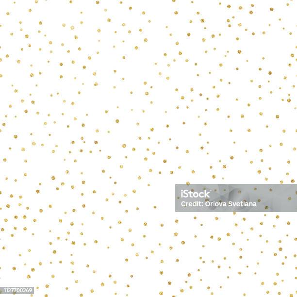 Glitter Gold Seamless Pattern With Polka Dots Hipster Trendy Effect Eps 10 Stock Illustration - Download Image Now