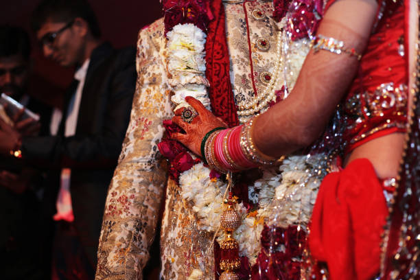 istock Indian wedding ceremony, Garland or Jai mala ceremony 1127701291