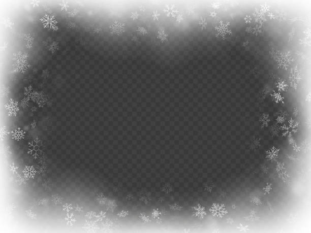 illustrazioni stock, clip art, cartoni animati e icone di tendenza di effetto sovrapposizione cornice natalizia astratta con fiocchi di neve. eps 10 - vignettatura