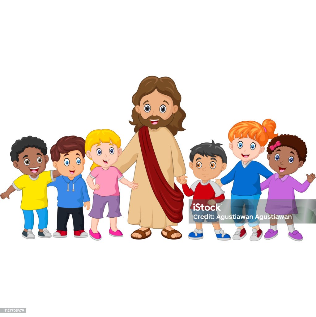 Kids with Jesus Christ illustration of Kids with Jesus Christ Jesus Christ stock vector