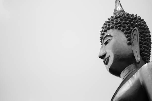 Great Buddha Statue, Buriram, Thailand, Black and white with copy space