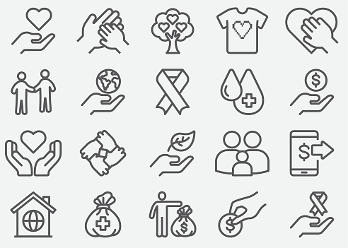 Charity and Donate Line Icons
