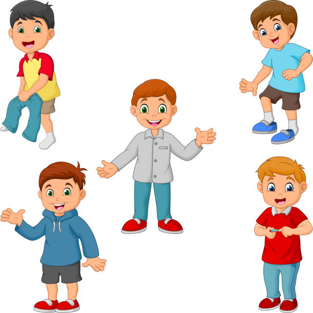 Happy Little Boys With Different Activities Stock Illustration - Download  Image Now - Fingernail, Cutting, Child - iStock