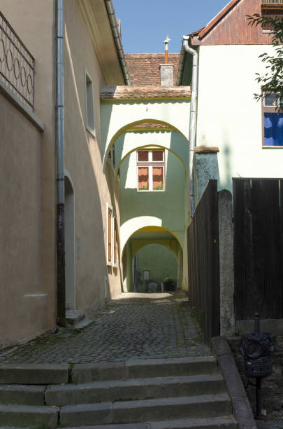 istock Medieval street in Sighisoara, Romania 1127706935