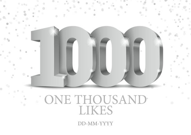Anniversary or event 1000. silver 3d numbers. Anniversary or event 1000. silver 3d numbers. Poster template for Celebrating 1000th likes or folovers or subscribers event party. Vector illustration number 1000 stock illustrations