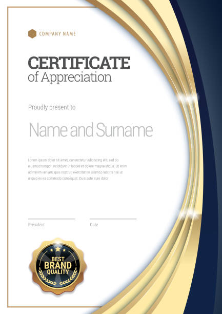 Certificate template. Diploma of modern design or gift certificate. Certificate template. Diploma of modern design or gift certificate. Vector illustration. award certificate stock illustrations