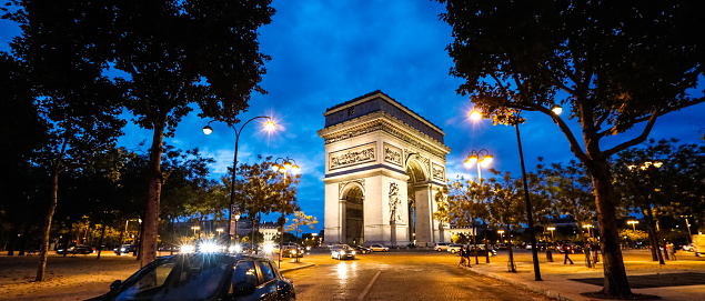 Arc de Triomphe at the western end of the Champs-Élysées in Paris