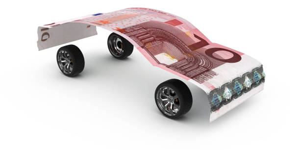 istock 10 Euro Note (old) on the Wheels - 3d illustration 1127709000