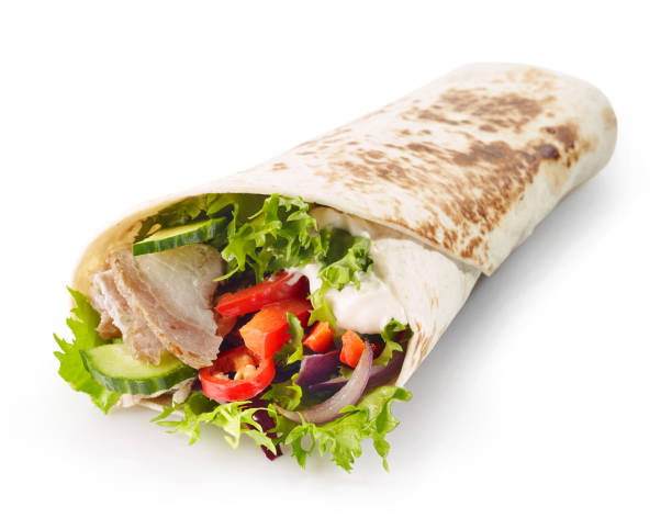 istock Tortilla wrap with meat and vegetables 1127711796
