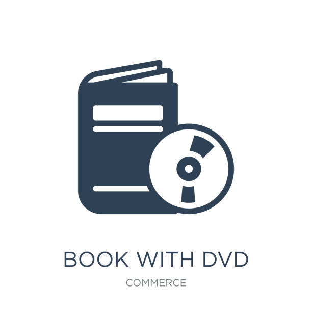 book with dvd icon vector on white background, book with dvd tre book with dvd icon vector on white background, book with dvd trendy filled icons from Commerce collection dvd logo stock illustrations