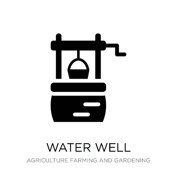 water well icon vector on white background, water well trendy filled icons from Agriculture farming and gardening collection water well icon vector on white background, water well trendy filled icons from Agriculture farming and gardening collection watering pail stock illustrations