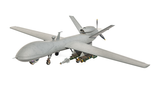 Military Drone. 3D rendering isolated on white background