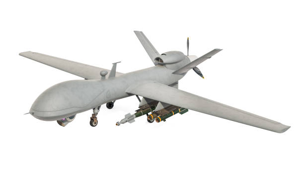 Military Drone. 3D rendering isolated on white background Military Drone. 3D rendering isolated on white background unmanned aerial vehicle stock pictures, royalty-free photos & images