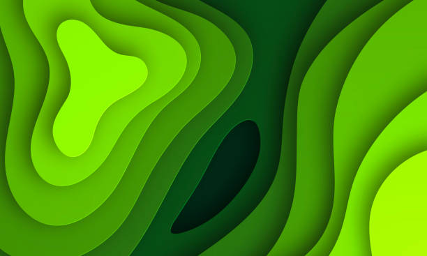 istock Paper cut background. Green abstract wave shapes - Trendy 3D design 1127715215