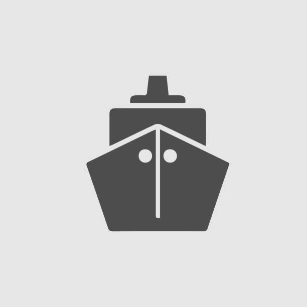 ilustrações, clipart, desenhos animados e ícones de ícone de vetor de navio - embarcação industrial