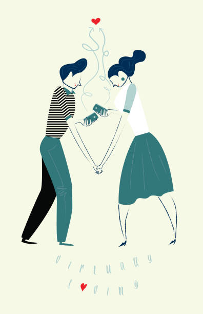 Virtually Loving Today, couples seem to love each other more, through social networks, cell phones or computers unrequited love quotes stock illustrations