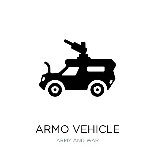Vector illustration of armo vehicle icon vector on white background, armo vehicle trendy filled icons from Army and war collection