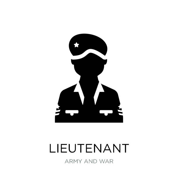 군대와 전쟁 컬렉션에서 중 위 아이콘 가득 흰색 배경, 유행 중에 벡터 아이콘 - colonel stock illustrations