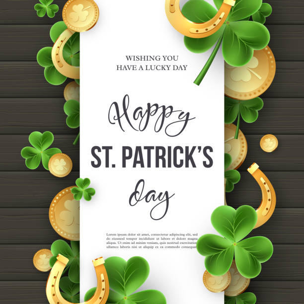 illustrations, cliparts, dessins animés et icônes de st. patricks day salutation conception des vacances. - cards symbol clover horse