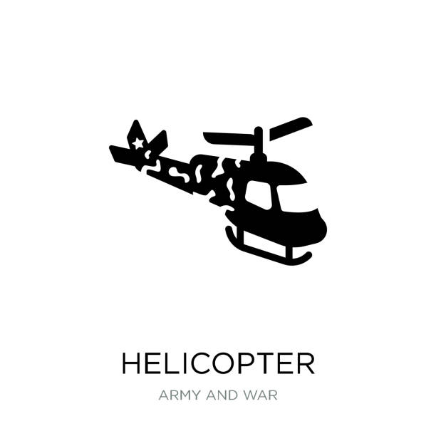 bildbanksillustrationer, clip art samt tecknat material och ikoner med helikopter ikonen vektor på vit bakgrund, helikopter trendiga fylld ikoner från armén och kriget samling - heliskiing