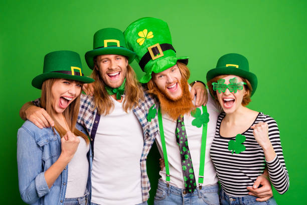 istock Portrait of nice crazy cool attractive cheerful ecstatic glad excited positive bonding group guys girls wearing costumes eyewear great news success isolated over bright vivid shine background 1127718995