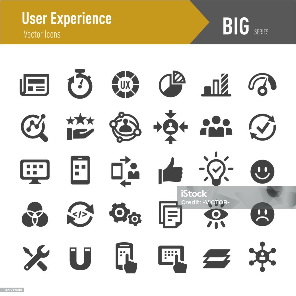 User Experience Icons Set - Big Series User Experience, Performance, Technology, Icon Symbol stock vector