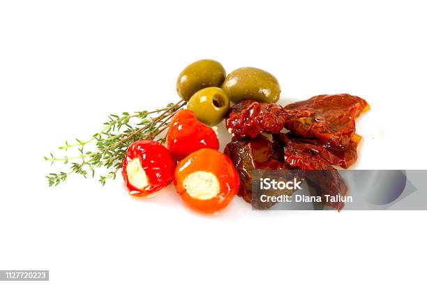 Hot Round Pepper Stuffed With Cheese Isolated On White Stock Photo - Download Image Now