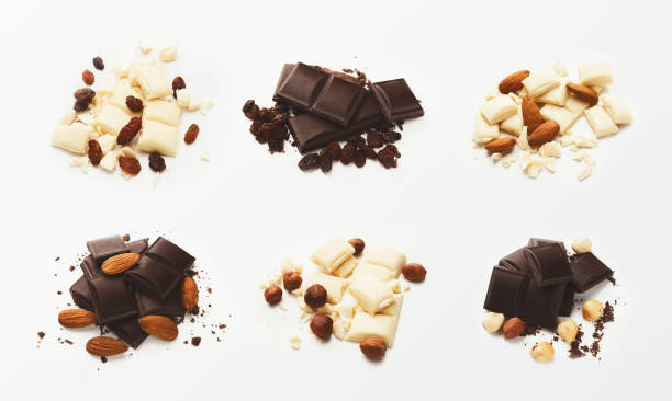 istock Collection of different kinds of chocolate on white background 1127720968