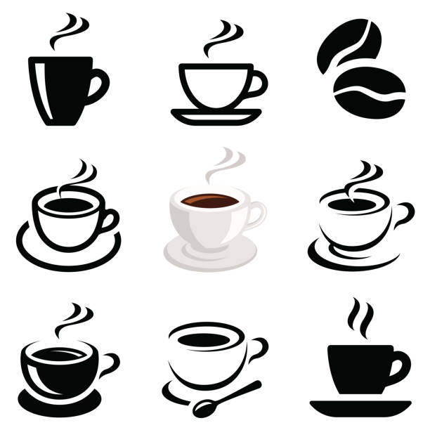 stockillustraties, clipart, cartoons en iconen met koffie icoon collectie - cafe