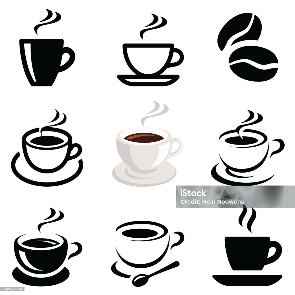 Coffee icon collection Coffee icon collection - vector outline illustration and silhouette Coffee - Drink stock vector