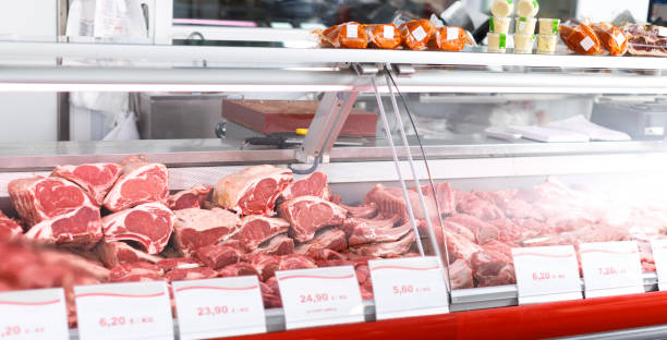 istock Meat displayed for sale in shop 1127727391
